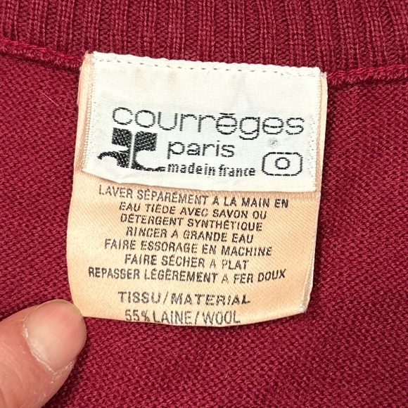 Vintage 90s Courreges Paris Wool Blend Logo Striped Cardigan Sweater Womens 0 - Picture 6 of 9